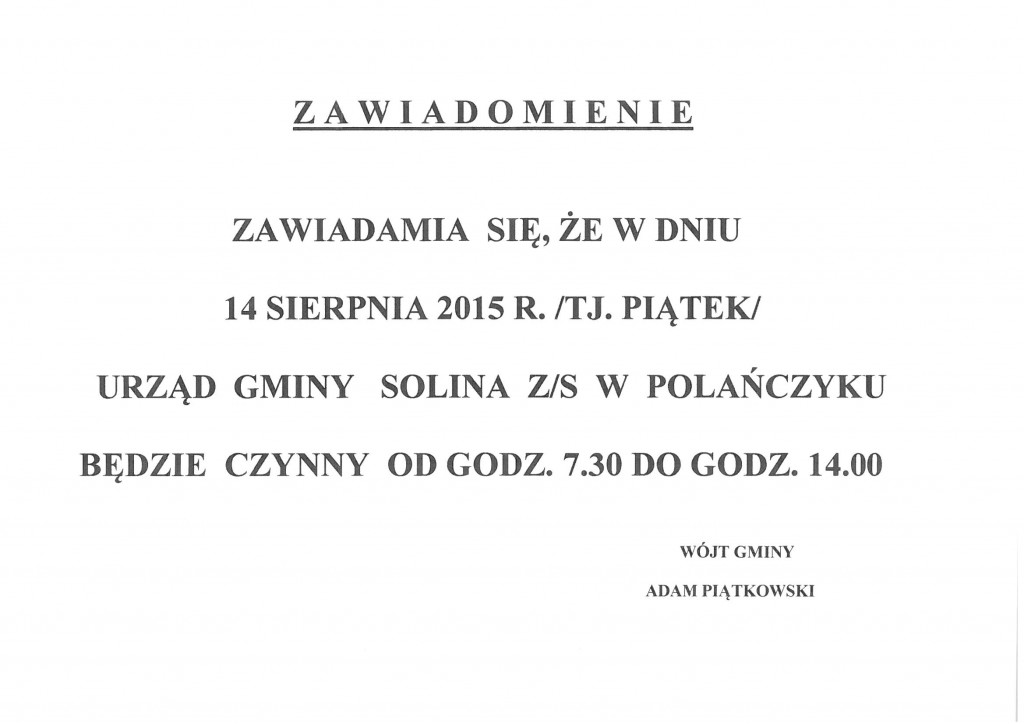 zawiadomienie