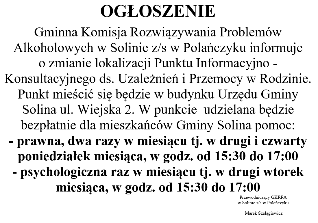 OGŁOSZENIE